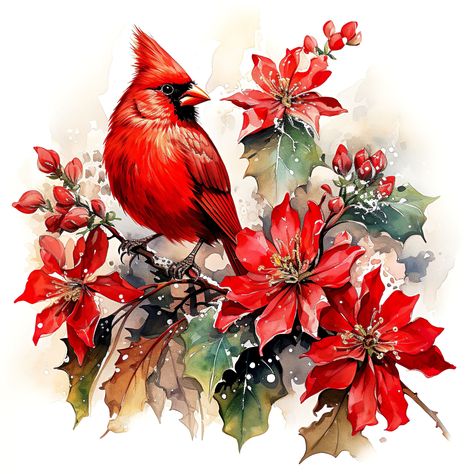 18 JPG Cardinal Christmas Ornament, Watercolour Christmas Clipart, Winter Clipart, Watercolor Bird, Christmas Bundle, Christmas Invitation - Etsy Cardinal Birds Art, Cardinal Watercolor, Watercolour Christmas, Cardinal Christmas, Decoupage Decor, Bird Christmas, Christmas Flower Arrangements, Christmas Cardinals, Christmas Invitation