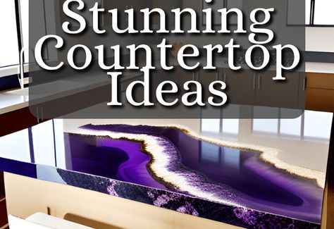 7 Stunning Epoxy Countertop Ideas That Will Transform Your Kitchen Resin Countertops Diy Kitchen Counters, Resin Countertops Kitchen Counters, Resin Countertops Diy, Epoxy Countertop Ideas, Diy Epoxy Countertop, Diy Granite Countertops, Stunning Countertops, Gemstone Countertops, Glass Kitchen Countertops