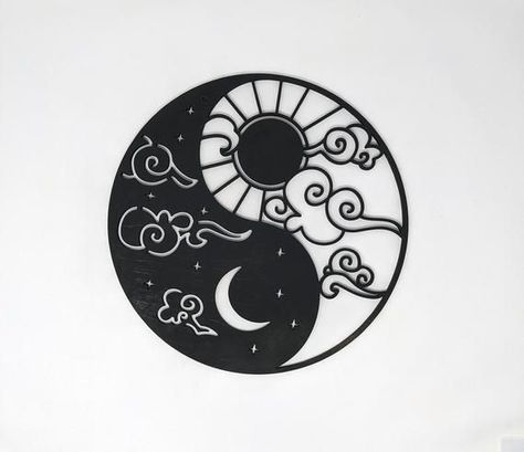 Avatar The Last Airbender Wall Art, Sun And Moon Decor, Sun And Moon Art, Laser Cut Wall Art, Ying Yang Tattoo, Among The Clouds, Yin Yang Art, Yin Yang Tattoos, Moon Decor