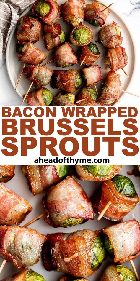 Bacon Wrapped Brussels Sprouts Brussel Sprouts Appetizer, Bacon Wrapped Brussel Sprouts, Bacon Wrapped Brussels Sprouts, Southern Thanksgiving Menu, Traditional Thanksgiving Menu, Bacon Brussel Sprouts, Thanksgiving Dinner Menu, Thanksgiving Menu Ideas, Appetizers Easy Finger Food