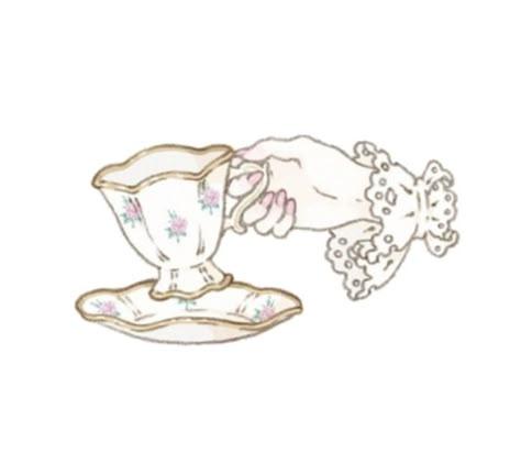 Tea Party Drawing Reference, Tea Party Sketch, Coquette Illustration, Tea Sketch, Tea Cup Painting, Rabbit Oc, Tea Cup Drawing, Aya Takano, Cake Cute