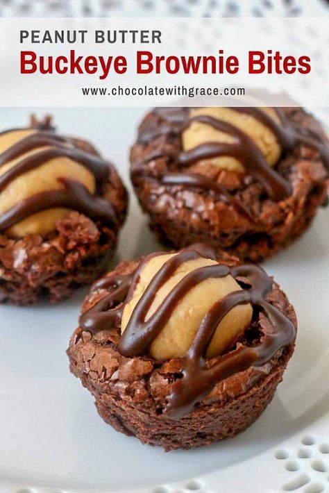 Buckeye Brownies, Peanut Butter Buckeyes, Brownie Bites Recipe, Cookie Dough Cake, Cookie Cups Recipe, Easy Candy Recipes, Easy Candy, Butter Balls, Candy Recipe