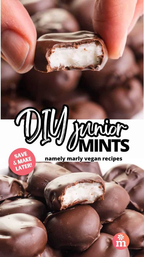 Dairy Free Chocolate Candy, Mint Filling For Chocolates, Homemade Junior Mints, Mint Bars, Accidentally Vegan Foods, Junior Mint, Mint Chocolate Candy, Buttery Popcorn, Lunchbox Recipes