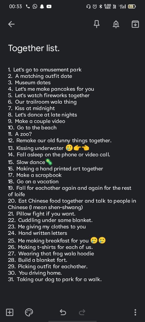 Things We Should Do Together Boyfriend, Boyfriend List Things To Do, Bucket List For Boyfriend, Stuff To Do For Your Boyfriend, Cute Date Ideas Simple, Together Lets Liste Best Friend, Summer Bucket List Bf And Gf, Boyfriend Bucket List Ideas, Spend The Night With Boyfriend Bag List