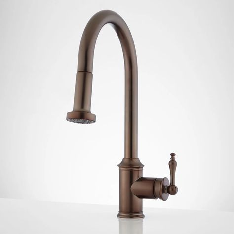 Kitchen Faucets | Signature Hardware Oil Rubbed Bronze Kitchen Hardware, Rubbed Bronze Kitchen Hardware, Bronze Hardware Kitchen, Rustic Kitchen Faucets, Bronze Kitchen Sink, Bronze Kitchen Hardware, Oil Rubbed Bronze Kitchen Faucet, Antique Brass Kitchen Faucet, Copper Kitchen Faucets