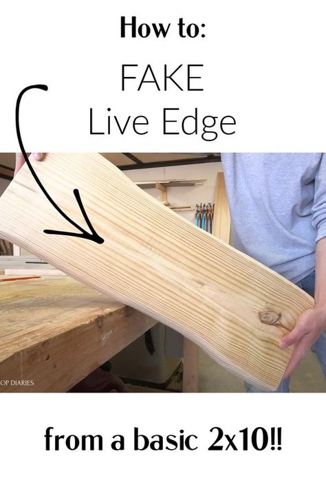 Diy Live Edge Countertop, Diy Live Edge Floating Shelves, Fake Live Edge Wood Diy, Live Edge Wall Shelves, Wood Slabs On Wall, Fake Live Edge Wood, Faux Live Edge Wood Diy, Live Edge Baseboard, Diy Live Edge Coffee Table