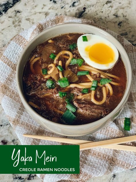 Yaka Mein Recipe New Orleans, Yaka Mein, Yakamein Recipe, Best Pressure Cooker, Cajun Cooking, Louisiana Recipes, Creole Recipes, Asian Soup, Beef And Noodles