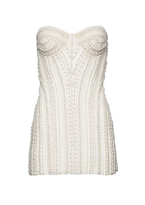 Stand out in our Deema Dress. This strapless mini dress features a semi-sweetheart neckline and pearl-lined silhouette. HANDMADE 100% Polyester Made in India Pearl Dress, Hoco Dresses, Short Wedding Dress, Strapless Mini Dress, David Yurman, Lady Dior, Fancy Dresses, Nordstrom Dresses, Lalique