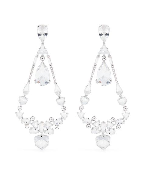 silver-tone chandelier design crystal embellishment clip fastening These earrings come as a pair. Swarovski Jewelry Earrings, Expensive Jewelry Luxury, Fine Diamond Jewelry, Chandelier Design, Expensive Jewelry, Demi Fine Jewelry, Swarovski Crystal Earrings, Swarovski Earrings, Crystal Embellishment