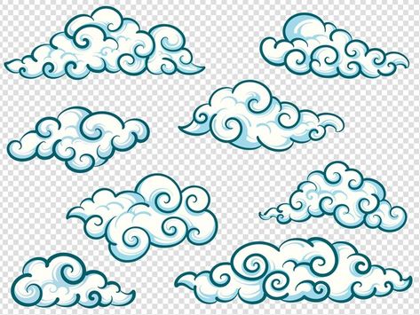 Premium Vector | Vector set of cartoon clouds free royalty vector Cloud Illustration Art, Sky Vector Illustration, Cloud Drawings, How To Draw Clouds, Japanese Wave Tattoos, Classroom Bathroom, Clouds Illustration, Cloud Artwork, Anime Canvas Painting