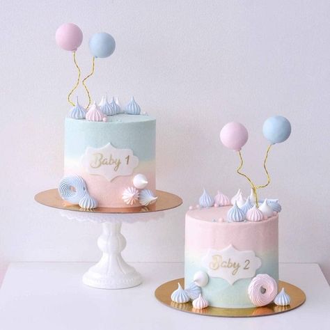 Baby Reveal Cakes, Twin Birthday Cakes, Idee Babyshower, Baby Reveal Party, Baby Shower Girl, Gender Party, Gender Reveal Party Decorations, Baby Gender Reveal Party, Baptism Cake