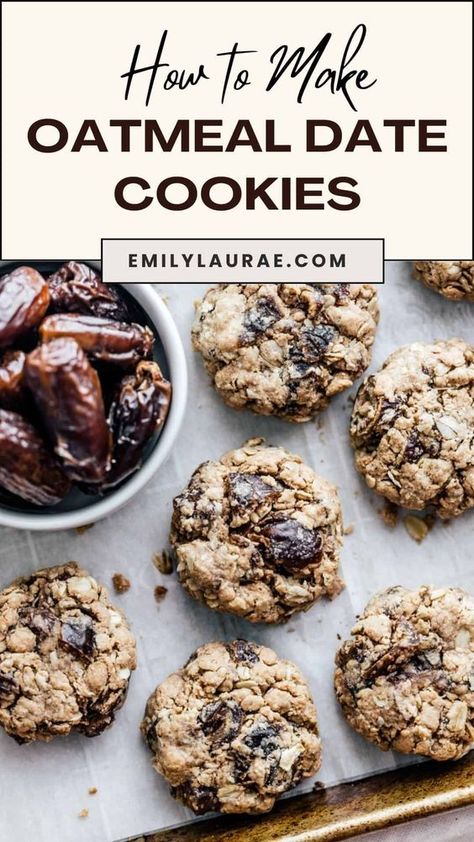 Enjoy these Oatmeal Date Cookies for breakfast, snacks, and as a sweet treat! Made with nut flour and naturally sweetened with dates, maple syrup, honey, and chocolate, these healthy cookies are just as delicious as a classic oatmeal cookie. Oatmeal Date Cookies, Date Recipes Healthy, Aip Paleo Desserts, Simple Oatmeal, Cookies For Breakfast, Granola Cookies, Family Breakfast Recipes, Madeleine Recipe, Date Cookies