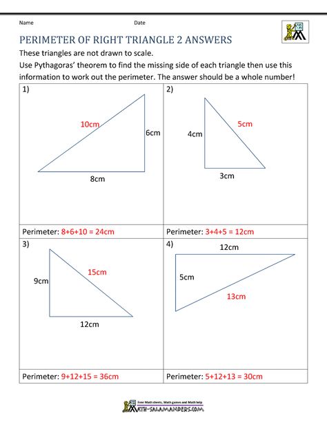 Pythagoras Theorem, Area And Perimeter Worksheets, Find The Perimeter, Perimeter Worksheets, Support Page, Whole Numbers, Area And Perimeter, Door Design Images, Right Triangle