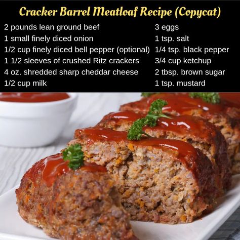 Cracker Barrel Meatloaf, Cracker Barrel Recipes, Dessert Chef, Good Meatloaf Recipe, Best Meatloaf, Meatloaf Recipe, Ritz Crackers, Beef Recipes Easy, Cracker Barrel