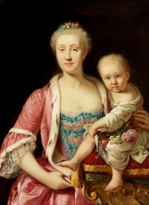 Maria Carolina of Austria and her daughter Maria Theresa of Naples and Sicily, between circa 1772 and circa 1773 by Giuseppe Bonito (1707–1789) Maria Theresa, Sicily, Naples, Austria, Pink, Bonito