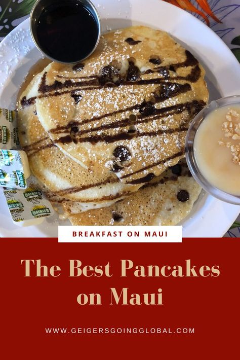 Ever heard of Mac-Nilla sauce? I hadn't either until we tried out the restaurant on Maui with the best pancakes. You don't want to miss them! #maui #mauihawaii #hawaii #traveleats #pancakes #travelblog #travelblogger Maui Pancakes, Pineapple Pancakes, The Best Pancakes, Best Pancakes, Trip To Maui, Breakfast Pancakes, Banana Pancakes, Maui Hawaii, Breakfast Dishes