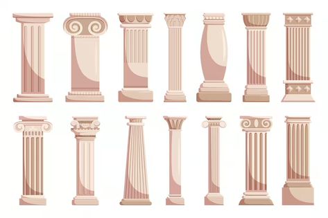 Free Vectors, Stock Photos & Psd Downloads | Freepik Greece Architecture, Classic Column, Stone Columns, Architecture Illustration, Free Vectors, Premium Vector, Digital Painting, White Background, Greece