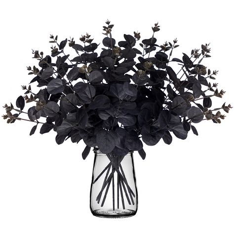 PRICES MAY VARY. The halloween decorations come in 14pcs black eucalyptus stems artificial flowers,perfect for adding a festival atmosphere to your Halloween party. Note: Vase is not included.During the long time of transportation,stems may be slightly deformed.But rest assured, it will not affect their use or overall appearance.You just need to adjust them a little bit with your hands. The eucalyptus leaves are made of silk, providing a realistic look and feel.Each stem has a length of approxim Black Halloween Decor, Porche Halloween, Black Eucalyptus, Festival Atmosphere, Eucalyptus Stems, Casa Halloween, Halloween Porch Decorations, Artificial Leaf, Branch Decor