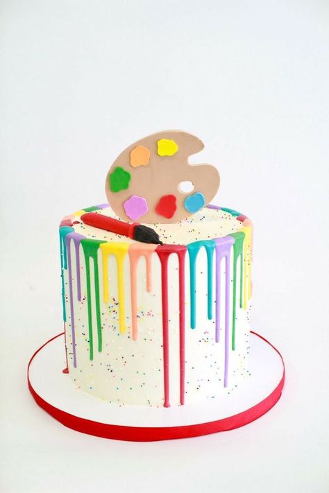 Paint And Sip Birthday Party, Painter Cake, Art Party Cakes, Artist Birthday Party, Art Birthday Cake, Paint Cake, Artist Cake, Painting Birthday Party, Artist Birthday