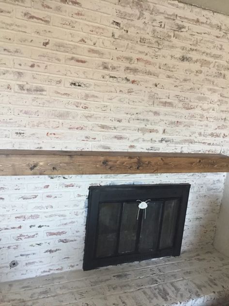 Washing Brick Fireplace, German Shmere Brick House, White Washing Brick, Brick Mortar Wash, Diy German Smear, German Smear Technique, Smear Brick, Fireplace Mortar, Mortar Wash