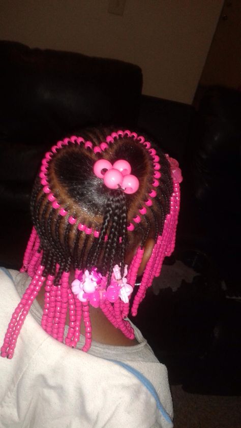 Love it just how little girls hair should be Cute Braids With Beads, Braids With Beads Hairstyles, Beads Hairstyles, Braid Styles For Girls, Toddler Braided Hairstyles, Toddler Braids, Heart Braid, New Natural Hairstyles, Cute Braids