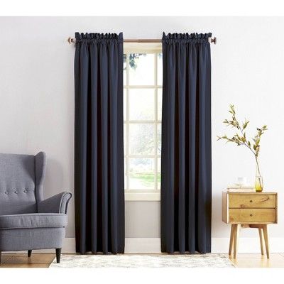 Seymour Room Darkening Rod Pocket Curtain Panel Navy 54"x108" - Sun Zero, Adult Unisex, Size: 54 x 108, Blue Sun Zero, Black Curtains, Darkening Curtains, Rod Pocket Curtain Panels, Rod Pocket Curtains, Room Darkening Curtains, Black Panels, Colorful Curtains, Room Darkening