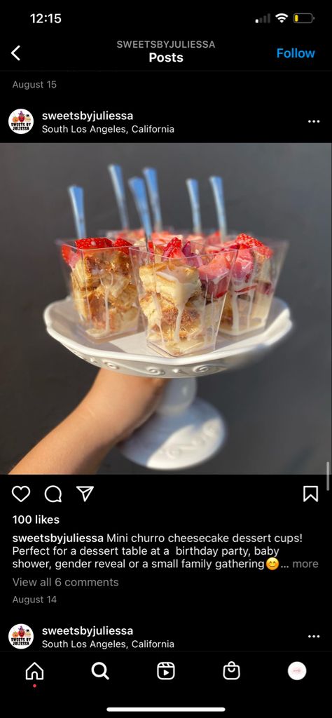 Small Business Deserts, Churro Cheesecake In Cups, Churro Cheesecake For Party, Churro Cheesecake Bites In A Cup, Churro Cheesecake Cups, Quince Deserts, Mexican Dessert Bar, Small Dessert Table Ideas, Desserts To Sell