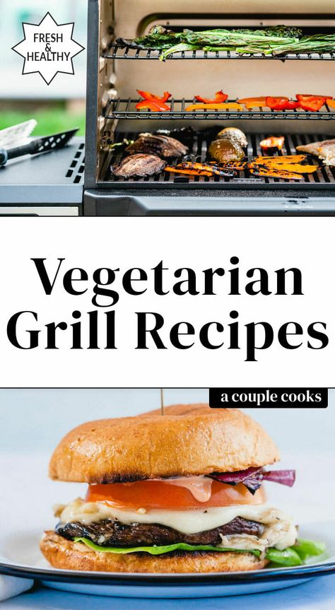 Here are all the best vegetarian grill recipes for the season! These summer favorites feature everything from burgers to side dishes to salads. #vegetarian #grill #grilled #grilledrecipes #vegetariangrillrecipes #grillrecipes Vegetarian Grill Recipes, Meals On The Grill, Grilled Vegetarian, Vegetarian Grill, Salads Vegetarian, Vegetarian Grilling Recipes, Vegetarian Grilling, Grilled Broccoli, Grilled Sweet Potatoes