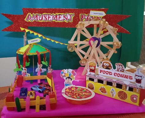 Math model- Fraction 2D Shapes Cardboard Amusement Park, School File, Math Models, Ferris Wheels, Working Model, 2d Shapes, Math Projects, Park Models, Cute Cookies