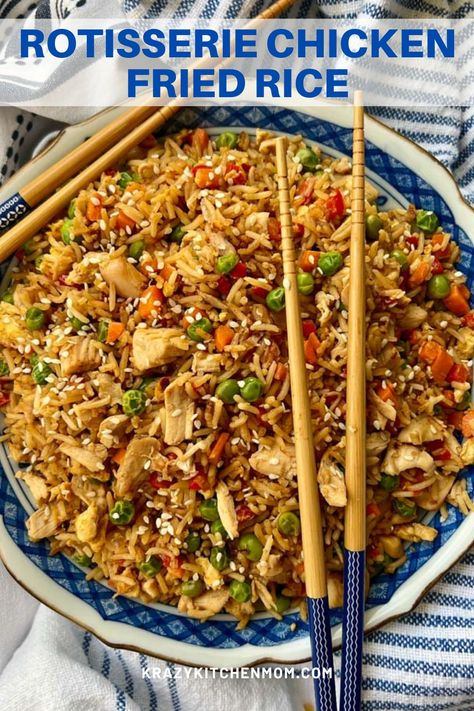 Chinese Rotisserie Chicken Recipes, Shredded Chicken Fried Rice, Leftover Chicken Stir Fry Recipes, Fried Rice With Rotisserie Chicken, Chicken Fried Rice Rotisserie, Leftover Rotisserie Chicken Fried Rice, Leftover Chicken Fried Rice, Rotisserie Chicken Recipes Rice, Ww Chicken Fried Rice Recipe