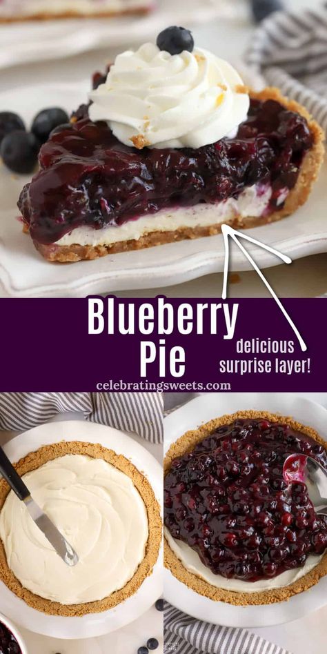 Blueberry Cream Cheese Graham Cracker Dessert, Blueberry Streusel Pie Recipe, Blueberry Cream Cheese Pie Recipe, Graham Crust Pie Recipes, Cream Cheese Blueberry Pie, What To Make With Graham Cracker Crust, Pies In Graham Cracker Crust, Blueberry Pie With Graham Cracker Crust, Pie Using Graham Cracker Crust