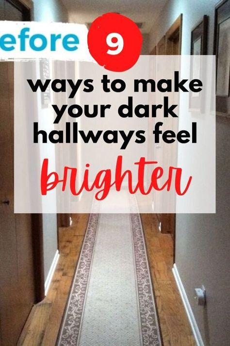 Long Dark Hallway Solutions, Dark Staircase Ideas Brighten, Narrow Corridor Design, Modern Corridor Design, Long Hallway Design, Dark Hallway Paint Colors, Hallway Paint Colors To Brighten, Dark Hallway Ideas Brighten, Dark Hallway Decorating