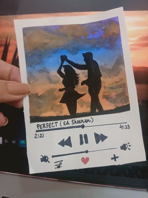 Perfect Song Spotify Aesthetic, Music Related Paintings On Canvas, Songs Drawings Art, Spotify Aesthetic Painting, Simple Drawings Aesthetic Music, Songs Polaroid Painting, Spotify Songs Painting, Drawing Of Songs, Polaroid Canvas Painting