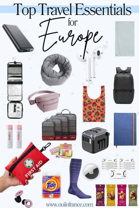 The ultimate list of travel essentials for Europe: Don't leave home without these! Europe Travel Outfits Summer, Road Trip Kit, International Travel Essentials, Backpacking Essentials, Europe Travel Essentials, Travel Life Hacks, Europe Travel Outfits, Packing For Europe, Travel Essentials List