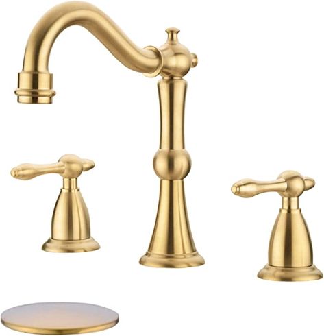 Brushed Gold Bathroom Faucet, Kitchen Basin Sink, Gold Bathroom Faucet, Brass Bathroom Faucets, Gold Faucet, Widespread Faucet, Lavatory Sink, Faucet Bathroom, Vanity Faucet