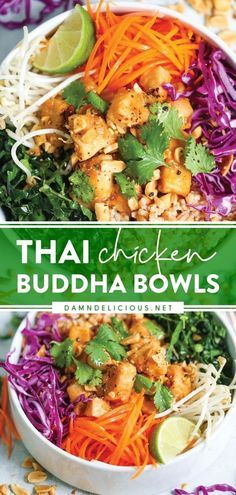 Nutritious Bowls, Chicken Buddha Bowls, Simple Peanut Sauce, Chicken Buddha Bowl, Bowls Healthy, Buddha Bowls Recipe, Healthy Bowls Recipes, Protein Bowls, Buddha Bowls