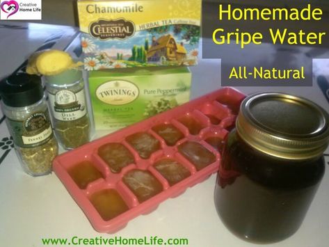 Homemade Gripe Water – All Natural – Recipe – Creative Home Life Baby Remedies, Newborn Daughter, Gripe Water, Coconut Palm Sugar, Jelly Jars, Peppermint Tea, Breastfeeding And Pumping, Hygiene Products, Milk Supply