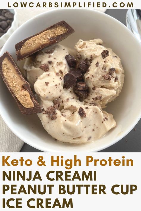 Ninja Creami Protein Ice Cream Recipe Keto, High Protein Low Carb Ninja Creami, Ninja Creami Peanut Butter Cup, Creami Ninja Recipe Keto, Keto Chow Ice Cream Ninja Creami, Ninja Cremini Ice Cream, Ninja Creami Low Carb Ice Cream Recipes, Keto Ninja Creami Ice Cream, Ninja Creami Ice Cream Recipes Low Carb