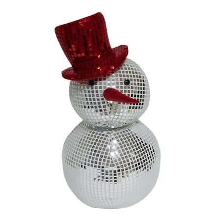 Disco Ball Snowman, Disco Fabric, Stuffed Snowman, Disco Christmas, Crystal Eyes, Jolly Holiday, Build A Snowman, Crystal Eye, Red Hat