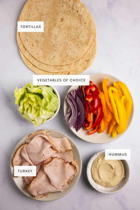 Turkey Hummus Wraps | Begin With Balance Turkey Hummus Wrap, Low Cholesterol Sandwiches, Hummus Dinner, Turkey Wraps Healthy, Intentional Eating, Hummus Wrap Recipe, Turkey Wrap Recipes, Hummus Wraps, September Recipes