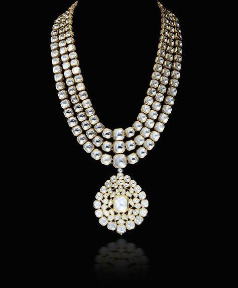 Zevar Emporium, Minakari Jewellery, Polki Long Necklace, Punjabi Jewelry, Pakistani Jewellery, Marathi Wedding, Kundan Jewellery Bridal, Neck Pieces Jewelry, Bridal Jewelery, Rani Haar