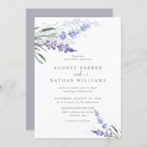 Details Wedding Invitation, Lavender Floral Wedding, Lavender Invitation, Lavender Wedding Invitations, Wedding Invitation Size, Purple Wedding Invitations, Wedding Anniversary Invitations, Wedding Invitations Romantic, Lavender Floral