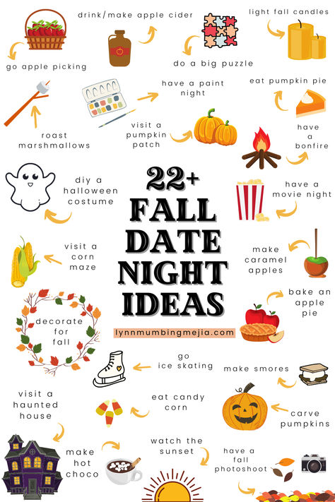 22+ Fall Date Night Ideas | Lynn Mumbing Mejia Fall Craft Date Night, Letter Date Ideas, Date Idea For Boyfriend, Couples Night In Ideas, Date Ideas With Husband, Ideas For Things To Do, Things To Do With Your Boyfriend At Home Ideas, Fall Date Activities, Couple Things To Do At Home Date Ideas