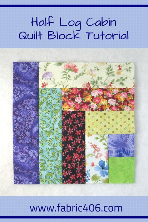 The Quarter Log Cabin (which is also known as the Half Log Cabin) quilt block is a super easy beginner-friendly quilt block. The pattern is great for making scrappy quilts but can make a stunning planned quilt as well. Let's dive in to the basic instructions and then look at several ways you can easily modify the block to create a quilt that is uniquely your own! Half Log Cabin Quilt, Half Log Cabin, Beginner Quilt Tutorial, Cabin Quilt Block, Quilt Blocks Easy, Log Cabin Quilt Pattern, Log Cabin Quilt Blocks, Scrappy Quilt Patterns, Quilt Sewing Patterns