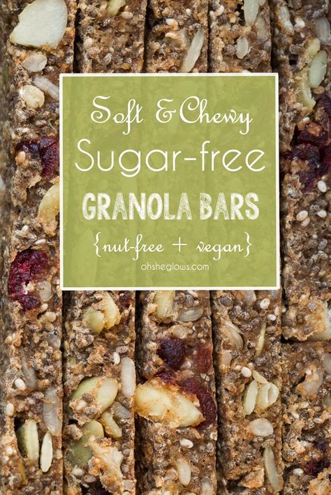 sugarfreegranolabar 4621   Soft & Chewy Sugar Free Baked Granola Bars- Oh She Glows Baked Granola Bars, Sugar Free Granola Bars, Sugar Free Granola, No Bake Granola Bars, Oh She Glows, Baked Granola, Healthy Bars, Free Snacks, Think Food