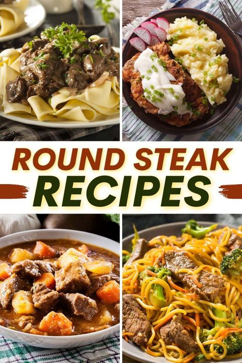 If you're searching for a fancy steak dinner on a budget, you have to try these round steak recipes. They're tender, flavorful, and incredibly decadent. Round Steak Uses, What To Cook With Round Steak, Dinner With Round Steak, Round Steak Pasta Recipes, Uses For Round Steak, Top Round Chipped Steak Recipes, Best Round Steak Recipes, Flat Round Steak Recipes, Recipes With Top Round Steak