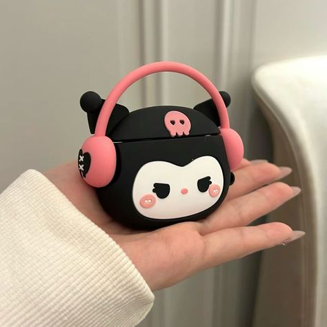 Earphone cases with earphones on. Which one should I choose for my sister?🤔#earphone #sanrio #kuromi #mymelody Kuromi Earphones, Sanrio Merch, Apple Ecosystem, Air Pods Case, Cute Ipod Cases, Head Phone, Images Hello Kitty, Karakter Sanrio, Sanrio Stuff