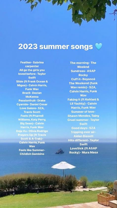 Summer 2023 playlist Songs To Add To Summer 2024 Playlist, Summer Playlist Covers Aesthetic, Good Summer Songs, Teen Songs, Ex Texts, Summer Songs Playlist, Road Trip Playlist, Summer Checklist, Beautiful Friendship