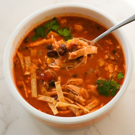 Creamy Chicken Tortilla Soup Tortilla Soup With Cream Cheese, Creamy Chicken Tortilla Soup, Chicken Tortillas Soups Recipe, Tortilla Soup Recipe, Dinner Side Dishes, Chicken Tortilla Soup, Chicken Tortilla, Dinner Sides, Tortilla Soup