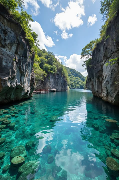 Discover the breathtaking beauty of Kayangan Lake in Coron, Palawan. Immerse yourself in the crystal-clear turquoise waters, explore the dramatic limestone cliffs, and capture stunning views from the wooden walkways. #Philippines #travel Kayangan Lake Palawan, Palau Aesthetic, Palawan Philippines Aesthetic, Nature In Philippines, Kayangan Lake, Coron Palawan Philippines, Philippines Palawan, Coron Palawan, Wooden Walkways